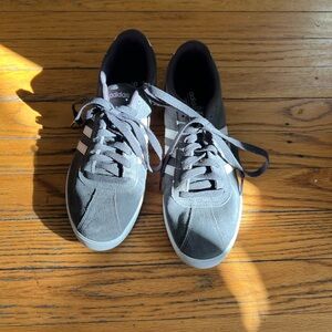 Women’s Adidas Courtset NEO Shoes Gray with White Stripes, Size 8.5